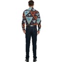 Fractal Triangle Geometric Abstract Pattern Men s Long Sleeve Pocket Shirt  View2