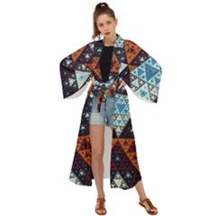 Fractal Triangle Geometric Abstract Pattern Maxi Kimono