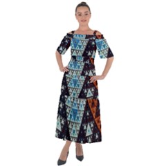 Fractal Triangle Geometric Abstract Pattern Shoulder Straps Boho Maxi Dress 