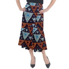 Fractal Triangle Geometric Abstract Pattern Midi Mermaid Skirt by Cemarart