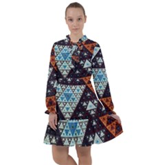 Fractal Triangle Geometric Abstract Pattern All Frills Chiffon Dress
