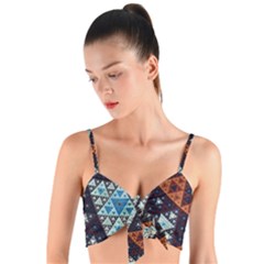 Fractal Triangle Geometric Abstract Pattern Woven Tie Front Bralet