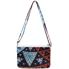 Fractal Triangle Geometric Abstract Pattern Double Gusset Crossbody Bag