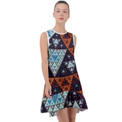 Fractal Triangle Geometric Abstract Pattern Frill Swing Dress