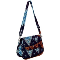 Fractal Triangle Geometric Abstract Pattern Saddle Handbag