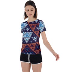 Fractal Triangle Geometric Abstract Pattern Back Circle Cutout Sports T-shirt