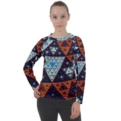 Fractal Triangle Geometric Abstract Pattern Women s Long Sleeve Raglan T-shirt