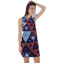 Fractal Triangle Geometric Abstract Pattern Racer Back Hoodie Dress