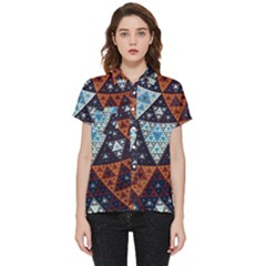 Fractal Triangle Geometric Abstract Pattern Short Sleeve Pocket Shirt