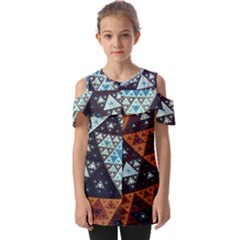 Fractal Triangle Geometric Abstract Pattern Fold Over Open Sleeve Top