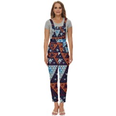 Fractal Triangle Geometric Abstract Pattern Women s Pinafore Overalls Jumpsuit by Cemarart