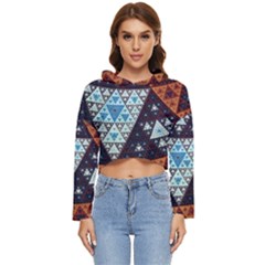 Fractal Triangle Geometric Abstract Pattern Women s Lightweight Cropped Hoodie
