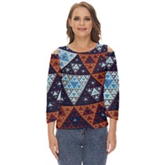 Fractal Triangle Geometric Abstract Pattern Cut Out Wide Sleeve Top