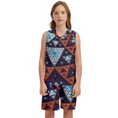 Fractal Triangle Geometric Abstract Pattern Kids  Basketball Mesh Set by Cemarart