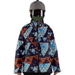 Fractal Triangle Geometric Abstract Pattern Men s Zip Ski And Snowboard Waterproof Breathable Jacket by Cemarart