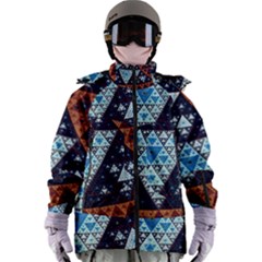 Fractal Triangle Geometric Abstract Pattern Women s Zip Ski And Snowboard Waterproof Breathable Jacket by Cemarart