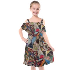 Background Embroidery Pattern Stitches Abstract Kids  Cut Out Shoulders Chiffon Dress by Ket1n9