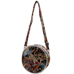 Background Embroidery Pattern Stitches Abstract Crossbody Circle Bag by Ket1n9