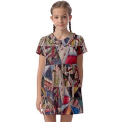 Background Embroidery Pattern Stitches Abstract Kids  Asymmetric Collar Dress