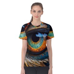 Eye Bird Feathers Vibrant Women s Cotton T-shirt