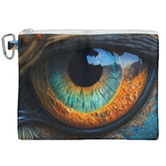 Eye Bird Feathers Vibrant Canvas Cosmetic Bag (xxl)