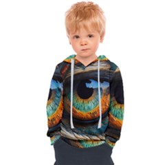 Eye Bird Feathers Vibrant Kids  Overhead Hoodie by Hannah976