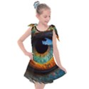 Eye Bird Feathers Vibrant Kids  Tie Up Tunic Dress View1