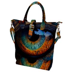 Eye Bird Feathers Vibrant Buckle Top Tote Bag