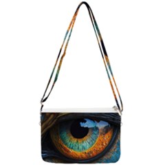 Eye Bird Feathers Vibrant Double Gusset Crossbody Bag