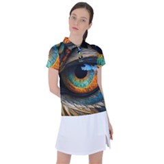 Eye Bird Feathers Vibrant Women s Polo T-shirt