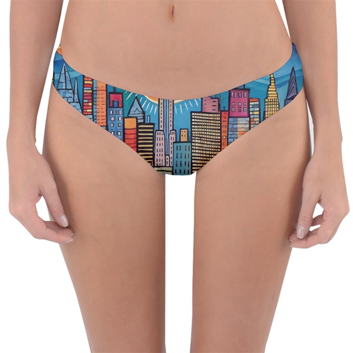 City New York Nyc Skyscraper Skyline Downtown Night Business Urban Travel Landmark Building Architec Reversible Hipster Bikini Bottoms