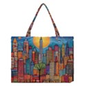 City New York Nyc Skyscraper Skyline Downtown Night Business Urban Travel Landmark Building Architec Medium Tote Bag View1