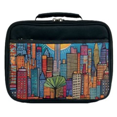 City New York Nyc Skyscraper Skyline Downtown Night Business Urban Travel Landmark Building Architec Lunch Bag by Posterlux