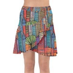 City New York Nyc Skyscraper Skyline Downtown Night Business Urban Travel Landmark Building Architec Wrap Front Skirt