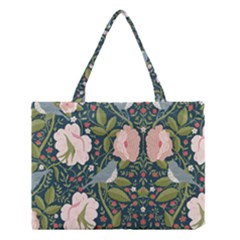 Spring Design With Watercolor Flowers Medium Tote Bag by AlexandrouPrints