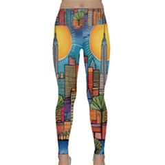 City New York Nyc Skyscraper Skyline Downtown Night Business Urban Travel Landmark Building Architec Lightweight Velour Classic Yoga Leggings