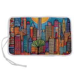 City New York Nyc Skyscraper Skyline Downtown Night Business Urban Travel Landmark Building Architec Pen Storage Case (l)