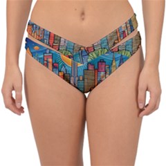 City New York Nyc Skyscraper Skyline Downtown Night Business Urban Travel Landmark Building Architec Double Strap Halter Bikini Bottoms