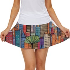 City New York Nyc Skyscraper Skyline Downtown Night Business Urban Travel Landmark Building Architec Women s Skort