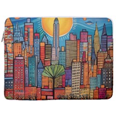 City New York Nyc Skyscraper Skyline Downtown Night Business Urban Travel Landmark Building Architec 17  Vertical Laptop Sleeve Case With Pocket