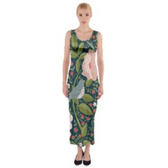Spring Design With Watercolor Flowers Fitted Maxi Dress by AlexandrouPrints