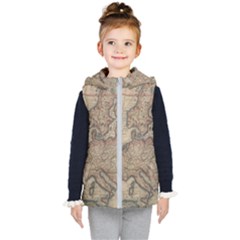 Old Vintage Classic Map Of Europe Kids  Hooded Puffer Vest