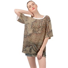 Old Vintage Classic Map Of Europe Oversized Chiffon Top by Paksenen