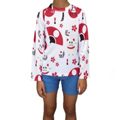 Assorted Illustration Lot Japan Fundal Japanese Kids  Long Sleeve Swimwear