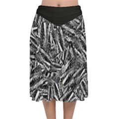Monochrome Mirage Velvet Flared Midi Skirt