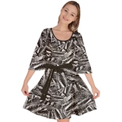 Monochrome Mirage Velour Kimono Dress