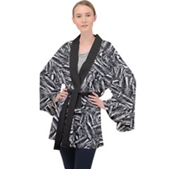 Monochrome Mirage Long Sleeve Velvet Kimono 