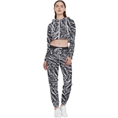 Monochrome Mirage Cropped Zip Up Lounge Set