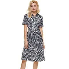 Monochrome Mirage Button Top Knee Length Dress