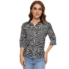 Monochrome Mirage Women s Quarter Sleeve Pocket Shirt